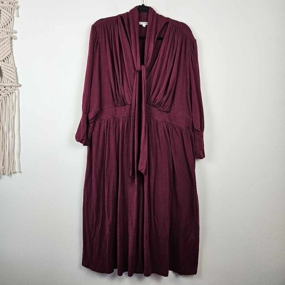 KIYONNA Plus Jersey Knit Lined Dress Size 3X Burgundy Wedding Party